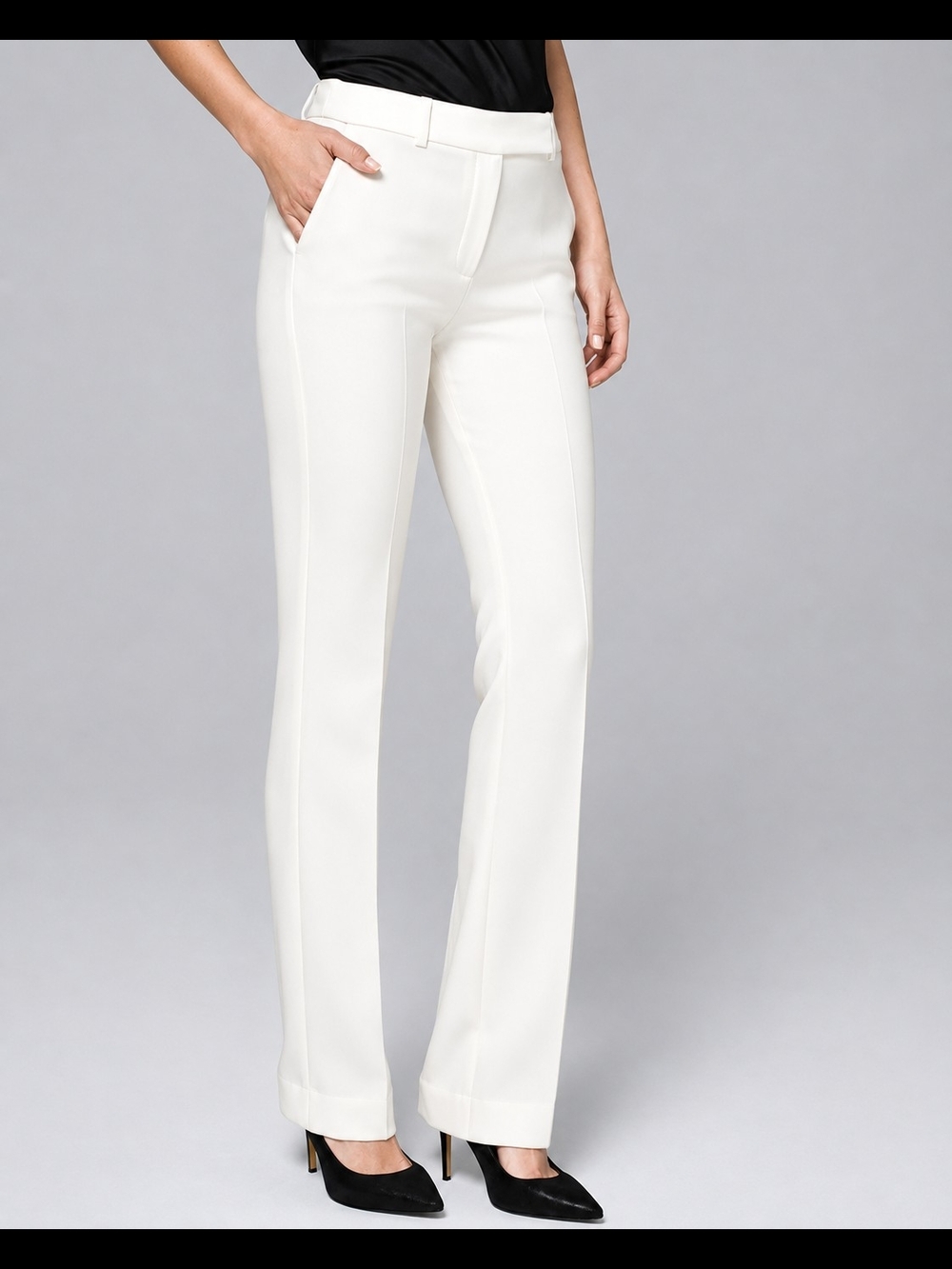 White House Black Market Women's Off White Straight-Leg Dress Pants Trousers